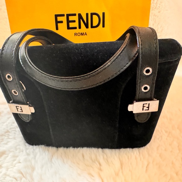 FENDI RARE velour FF two way shoulder/crossbody handbag - Picture 4 of 16